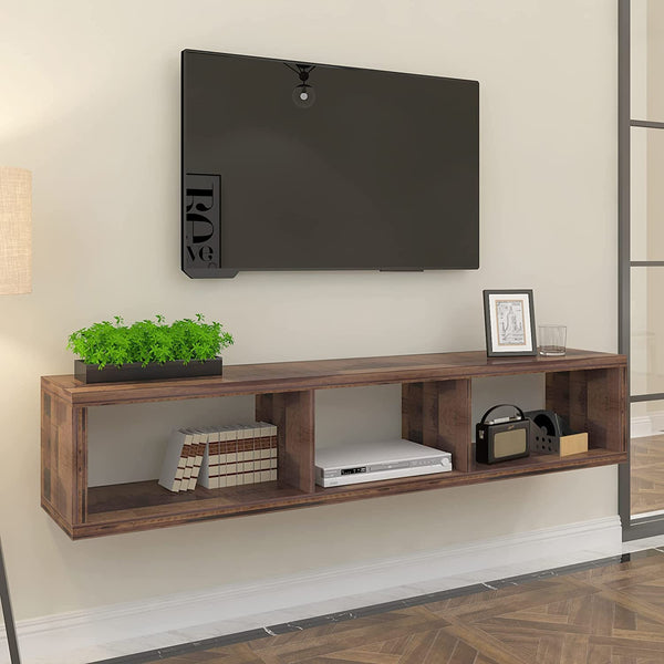 Floating TV Stand for 65 Inch TV Wood Floating Entertainment Center Wall