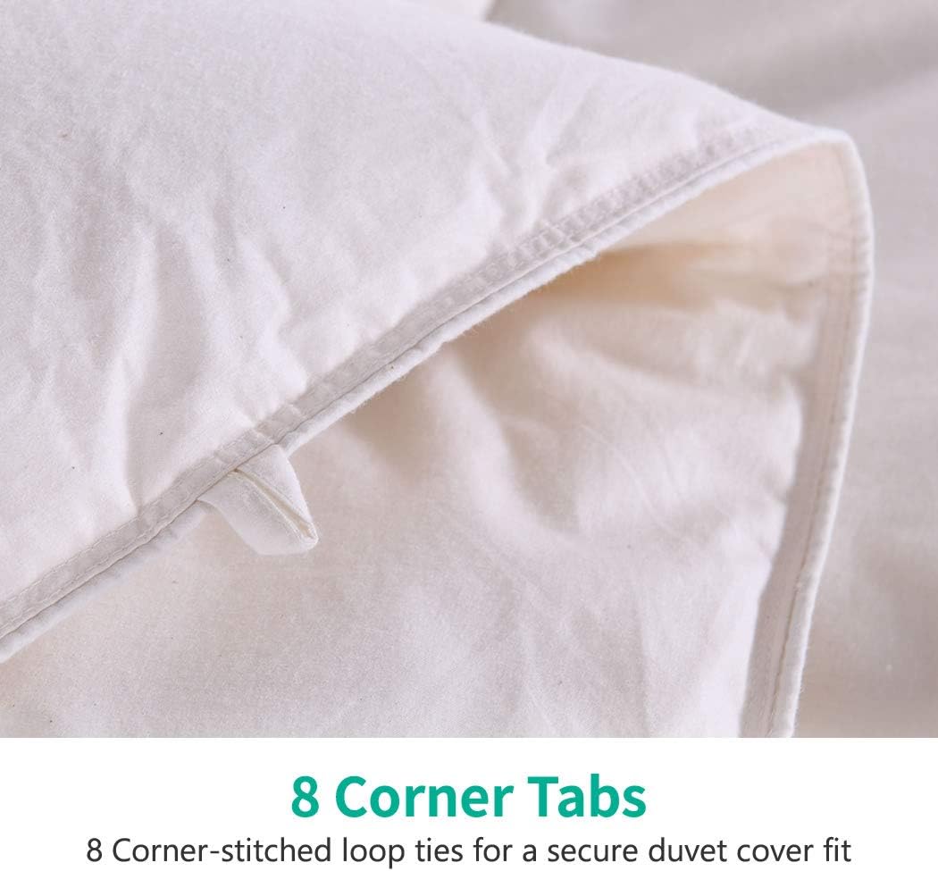 Fluffy Feathers Down Comforter King Size, Organic Cotton Cover Feathers Down Duvet