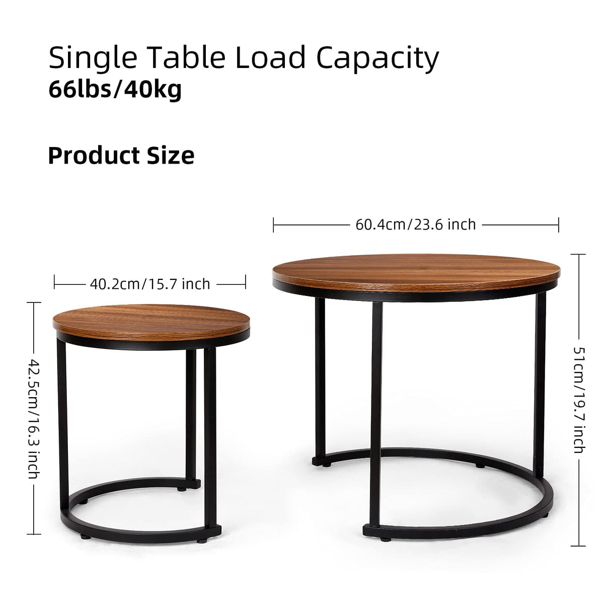 Modern Nesting Coffee Table Set of 2 for Living Room Balcony Office