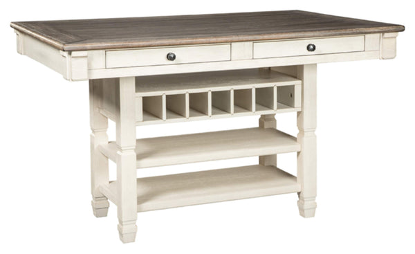 Bolanburg Farmhouse Counter Height Dining Room Table, White & Brown