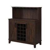 Bar Cabinet with Wine Rack and Glass Doors in Mahogany Finish