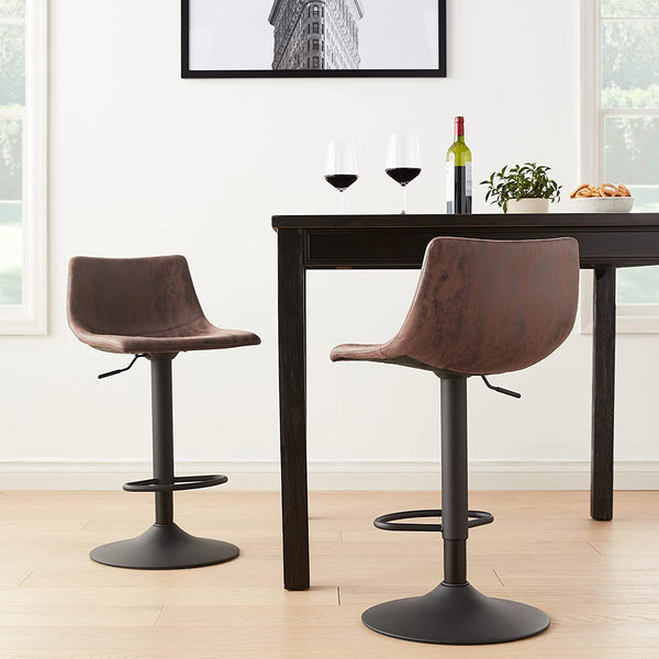 Bar Stools Set of 2-360° Swivel Barstool Chairs with Back