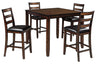 Coviar 5 Piece Counter Height Dining Set, Includes Table, Brown