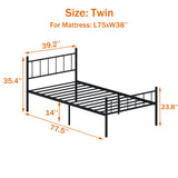 Classic Metal Bed Frame Platform Mattress Foundation