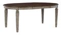Londenbay Classic Farmhouse Oval Dining Room Extension Table, Brown & Gray