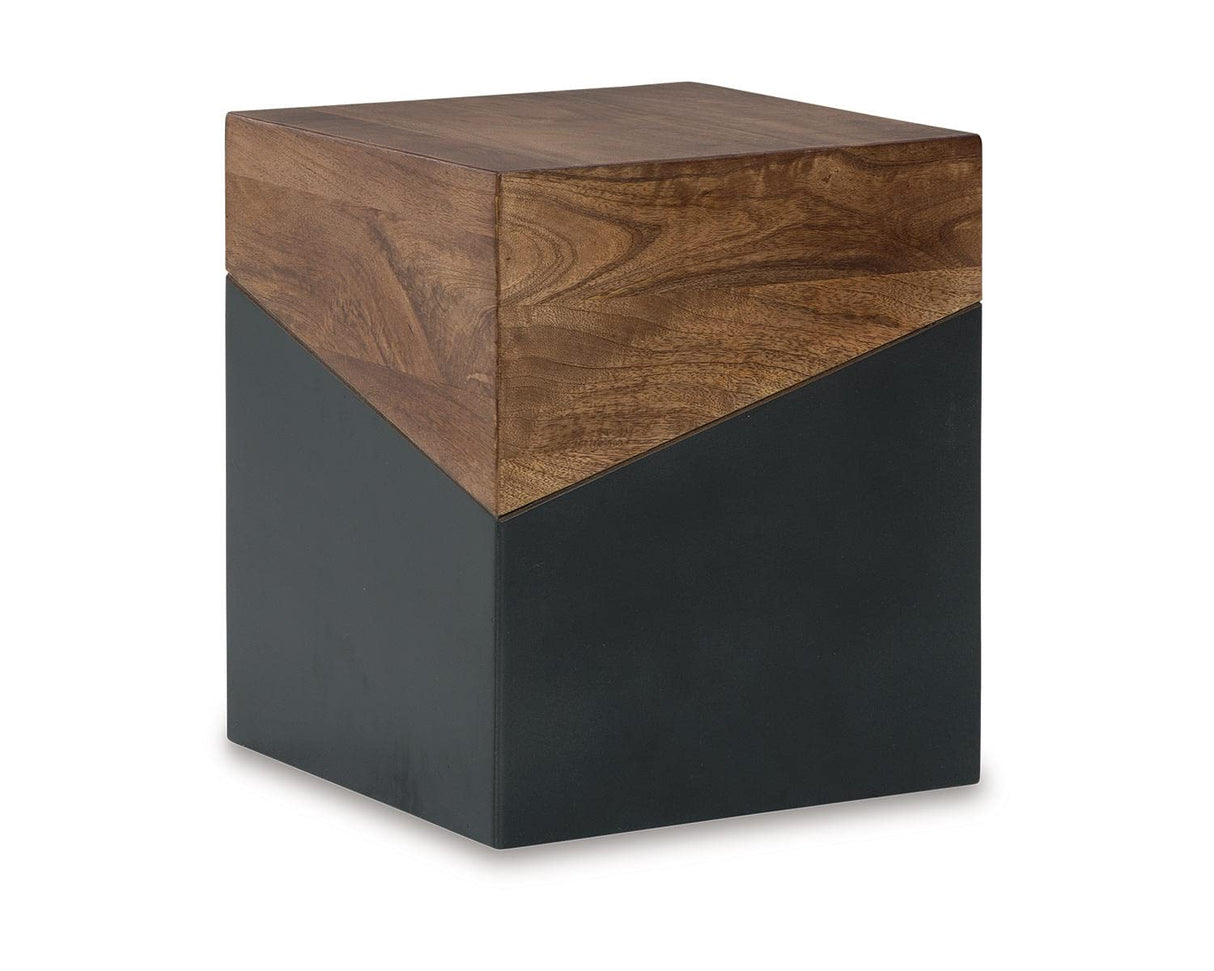 Trailbend Eclectic Accent End Table, Brown & Gunmetal