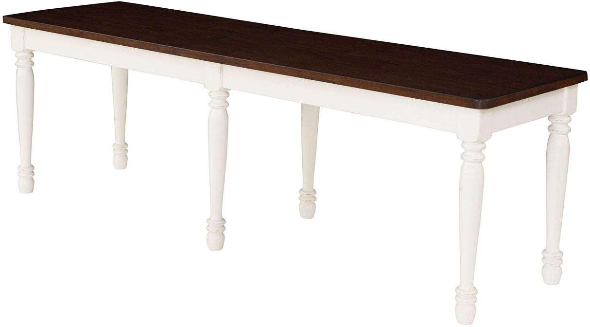 Shelby Dining Bench, Distressed White