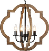 21.65'' Farmhouse Wood Chandelier, Rustic Orb Chandelier for Dining Room