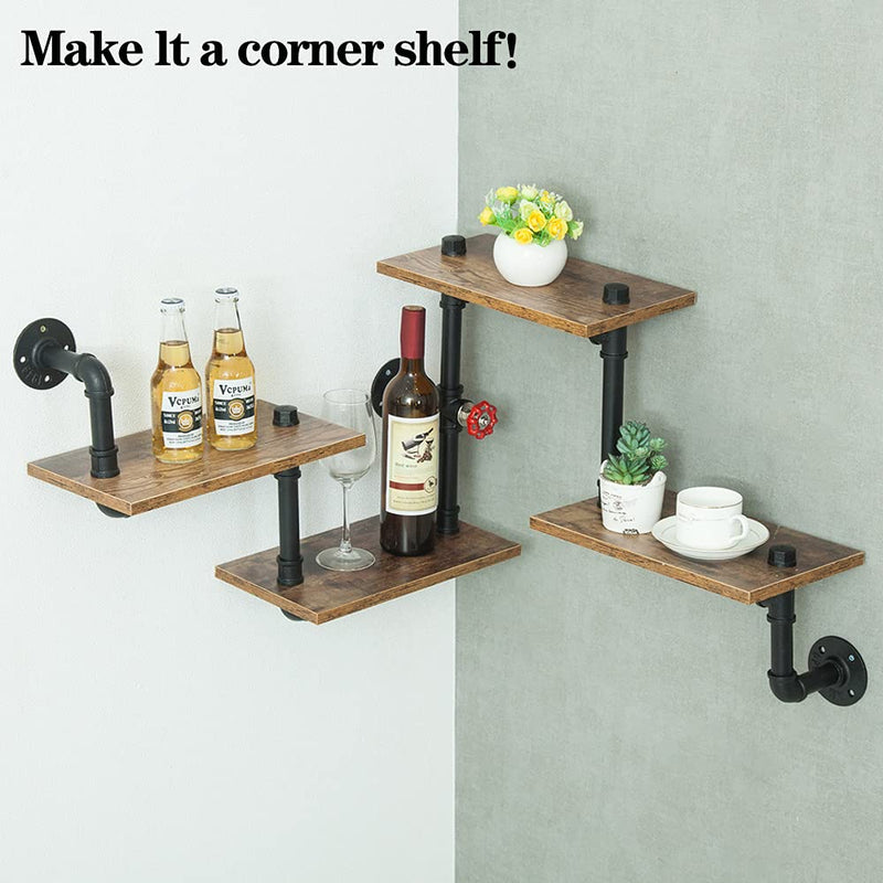 Industrial Pipe Shelving, Pipe Shelves with Wood Planks, Floating Shelves Wall Mounted