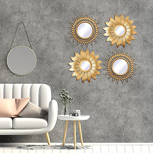 Small Mirrors Wall Décor Set of 4 Gold Round Mirrors for Room & Home Decor