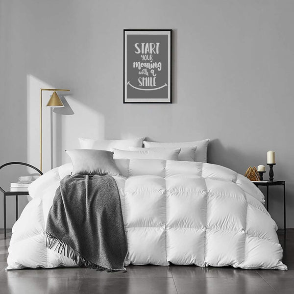 King Size Goose Feather Down Comforter - Ultra Soft All Seasons 100% Organic Cotton