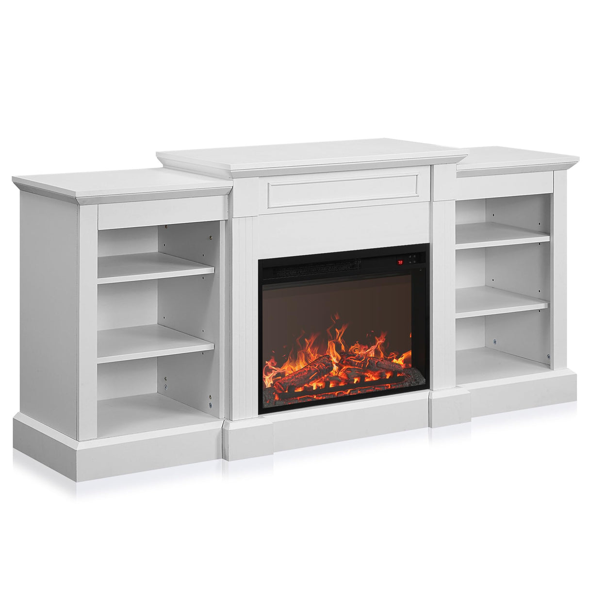 Modern 66" Electric Fireplace Heater Mantel TV Stand