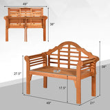 Outdoor Eucalyptus Wood Bench, 4 Ft Foldable Solid Wood Garden Bench