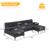 Modern U Shaped Sectional Sofa Couch for Living Room