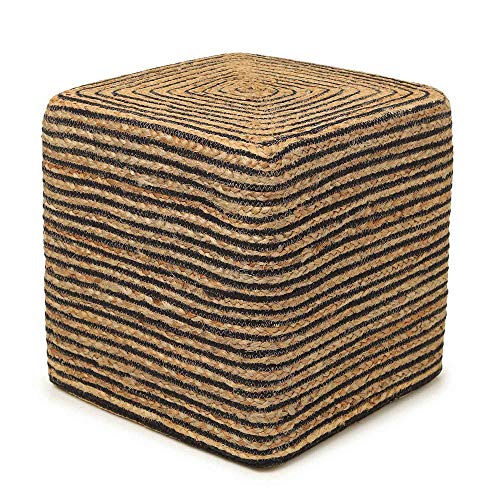 Cube Pouf Foot Stool Ottoman -Jute Braided Pouffe Poof Accent Chair Footrest