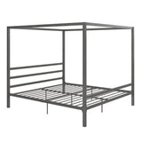 Modern Metal Canopy Platform Bed with Minimalist Headboard and Four Poster Design