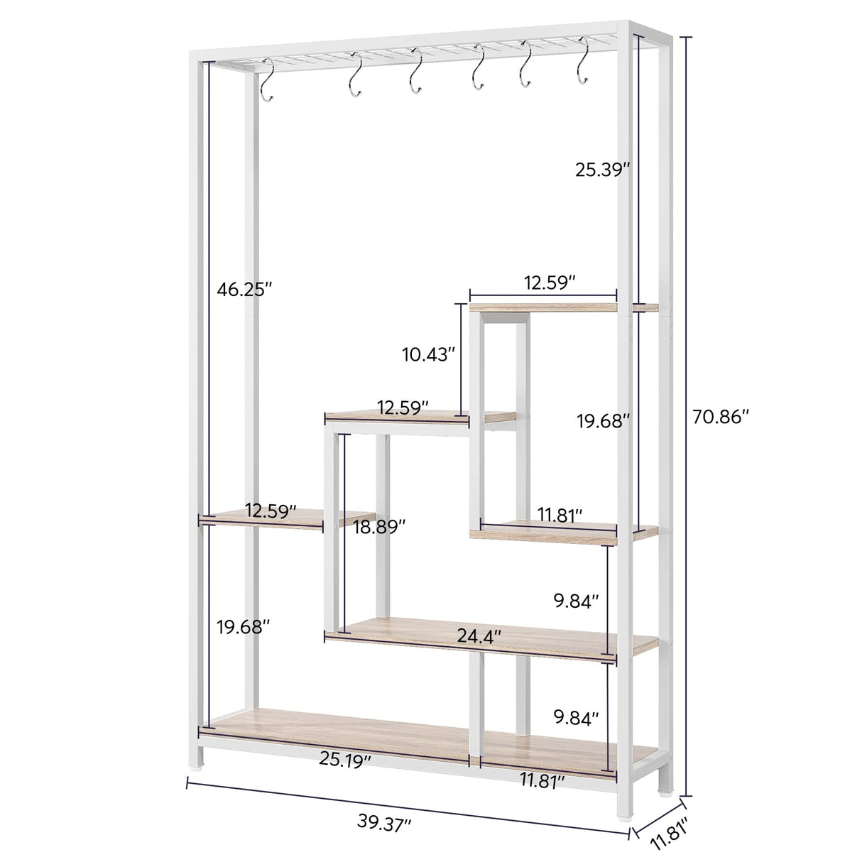 5-Tier Tall Indoor Plant Stand, 70.9 inches Large Metal Plant Shelf