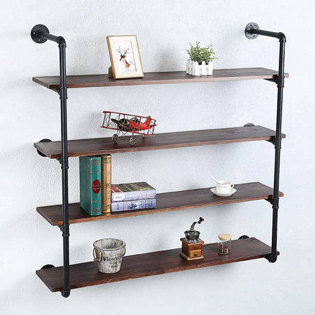 Industrial Pipe Shelving Wall Mounted,48in Rustic Metal Floating Shelves, Steampunk