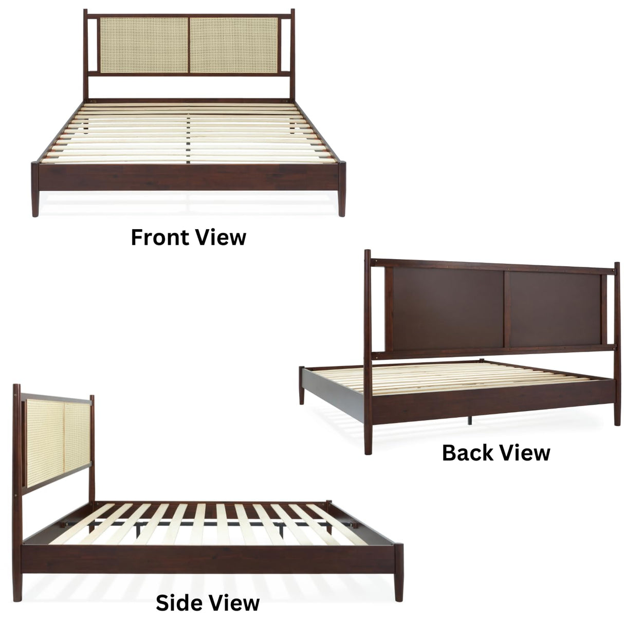 Oliver 15 Inch Signature Bed Frame with Rattan Headboard