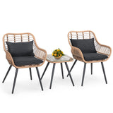 3 Piece Patio Bistro Set, Outdoor Wicker Conversation Chair