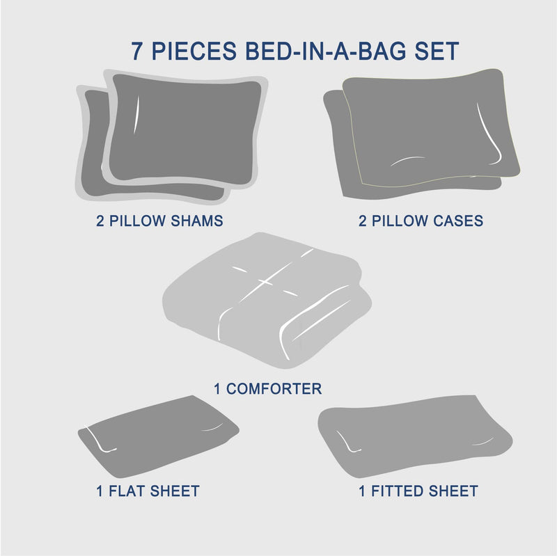 Queen Size Bed in a Bag 7 Pieces