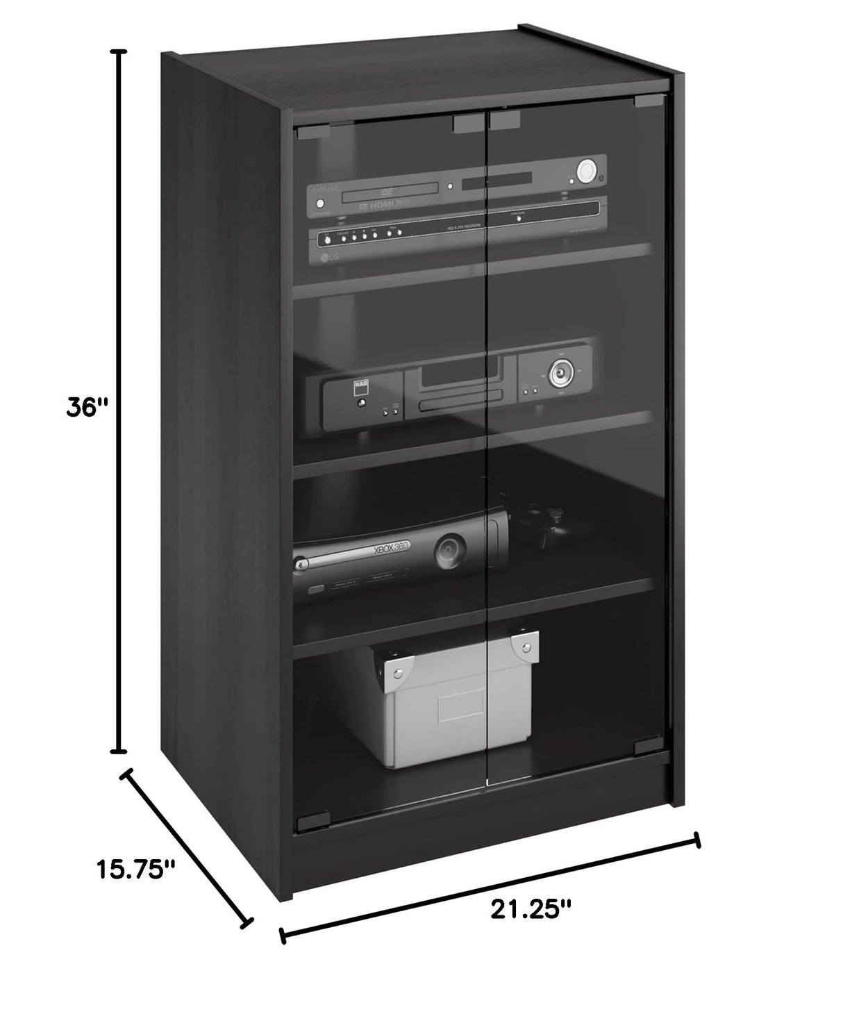 Cranley Wide Enclosed Component Stand, 21-Inch, Ravenwood Black