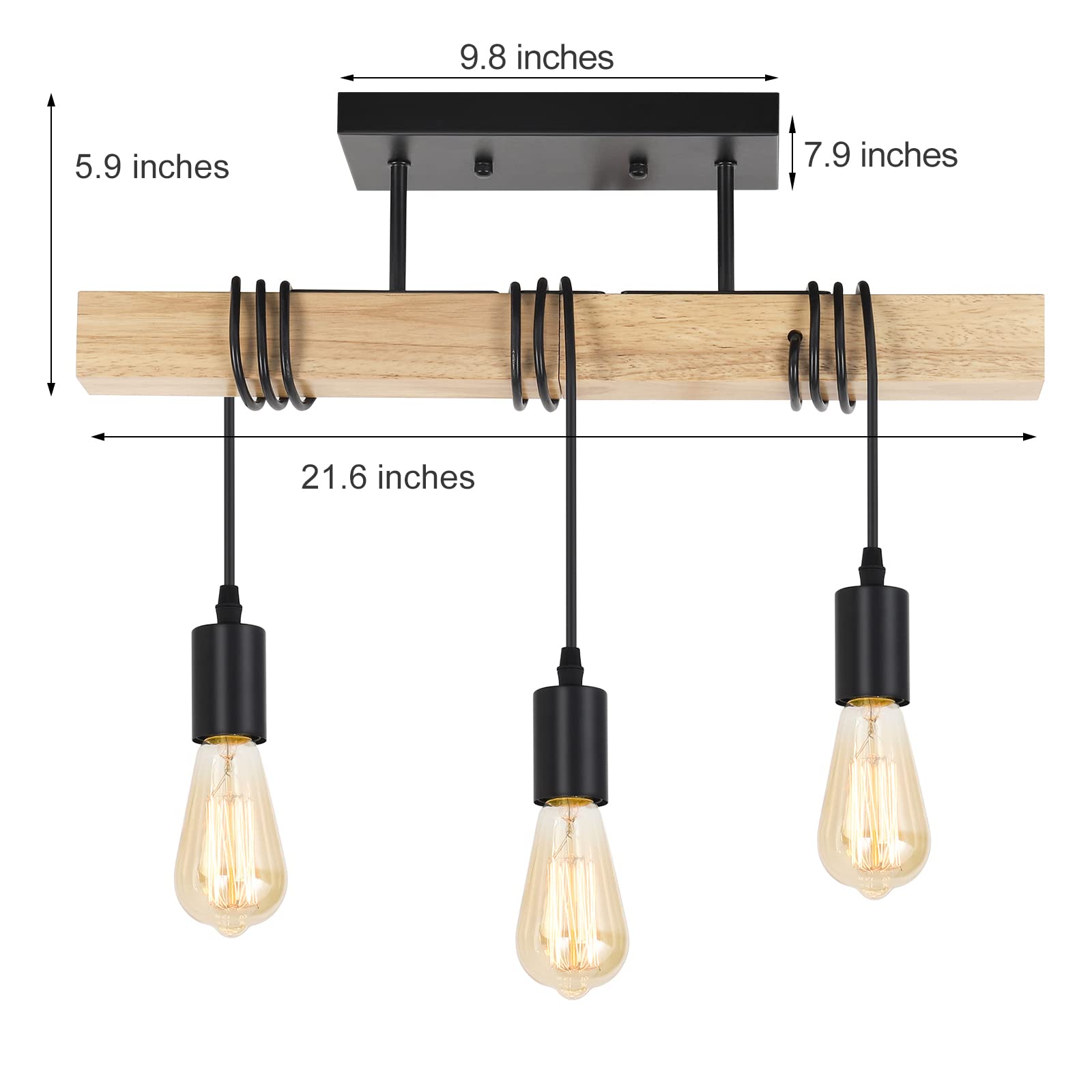 Rustic Vintage Wood Ceiling Light