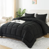 Queen Comforter Set, Black Lightweight 3 Pieces Bedding Set for All Season