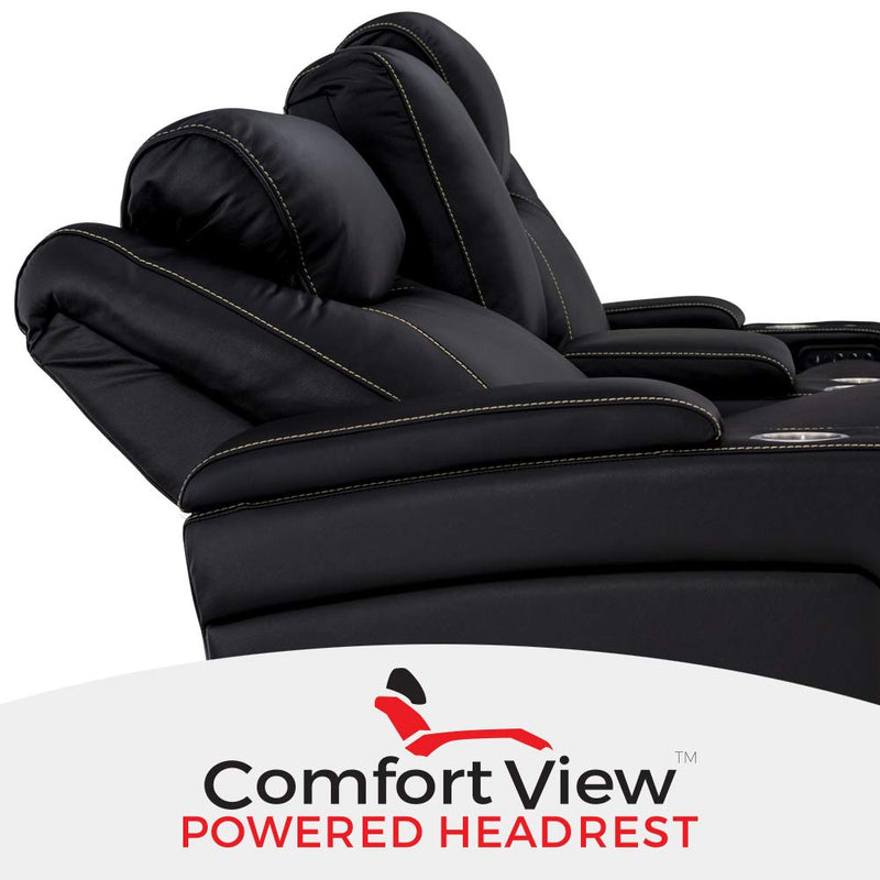 Vienna Home Theater Seating - Top Grain Leather - Power Recline - Power Headrest - Powered Lumbar - AC USB Charging - Cup Holders