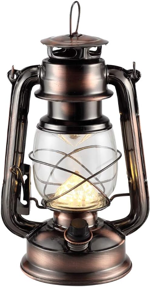 Rechargeable Vintage Hurricane Lantern, Hanging Lantern with Switch