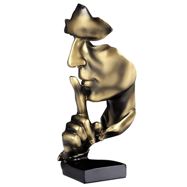 Thinker Statue, Silence is Gold Abstract Art Figurine, Modern Home Resin Sculptures