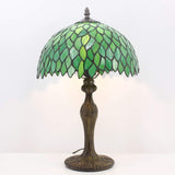 Tiffany Table Lamp Green Wisteria Style Stained Glass Desk Bedside