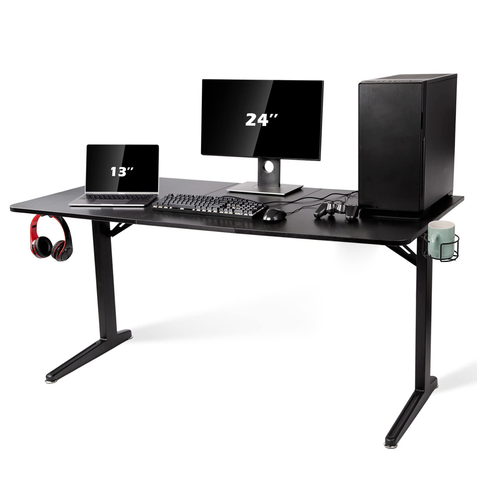 Gaming Desk Large Surface 63’’x31.5’’ with Cup Holder