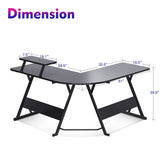 L Shaped Gaming Desk with Carbon Fiber Surface, Corner Computer Desk