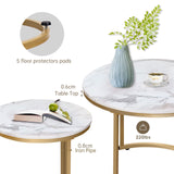 Coffee Table Nesting White Set of 2 Side Set Golden Frame Circular