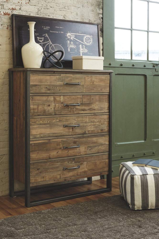 Sommerford Industrial Farmhouse 5 Drawer Chest with Dovetail Construction