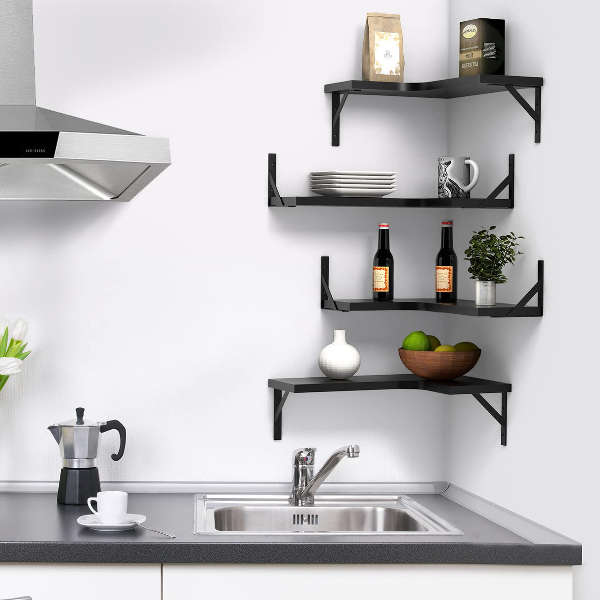 Floating Corner Shelves for Wall Décor Storage