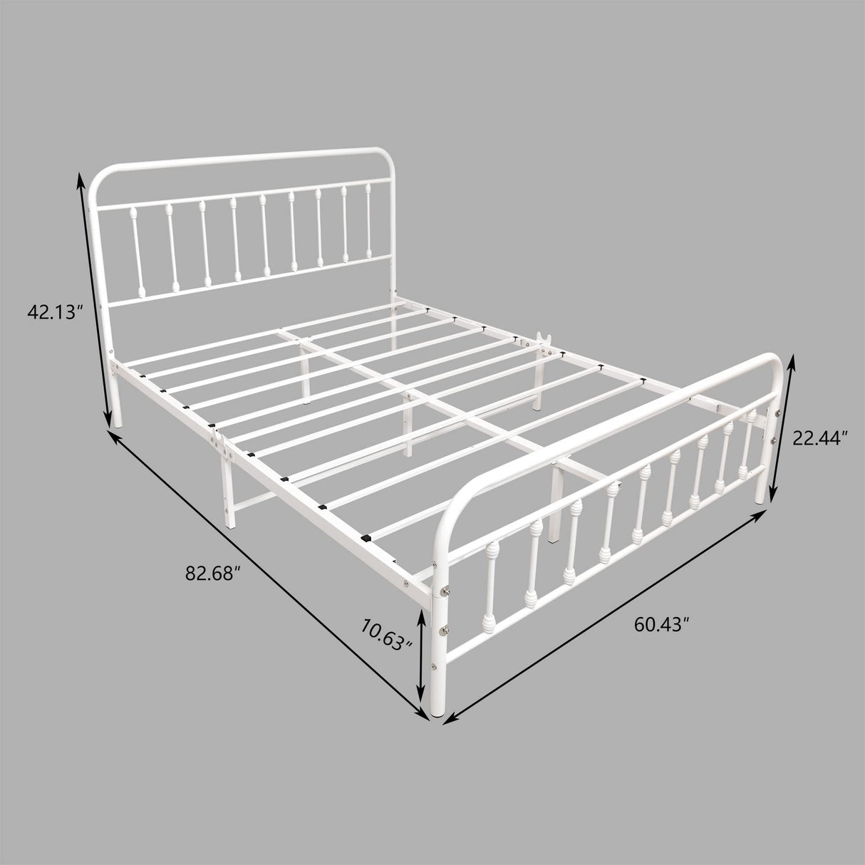 Queen Bed Frame with Headboard and Footboard Metal Bed Frame Vintage Sturdy Mattress Foundation