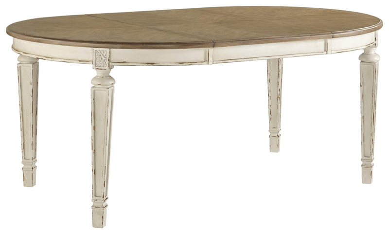 Realyn French Country Oval Dining Room Extension Table, Chipped White