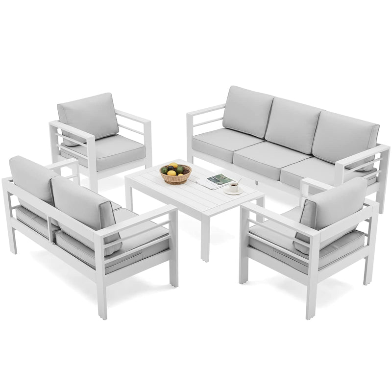 Oversized Aluminum Patio Furniture Set, Modern Metal Outdoor Patio Conversation Sets