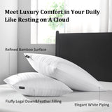 Goose Feather Down Pillow - Set of 2 Bed Pillows for Sleeping