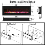 Wall Mounted & Recessed Electric Fireplace Insert