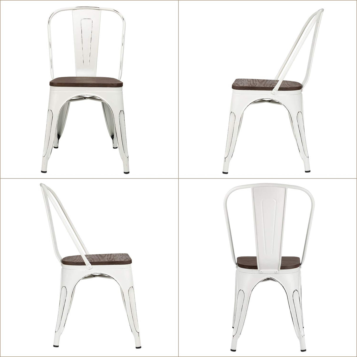 Metal Dining Chairs with Wood Seat