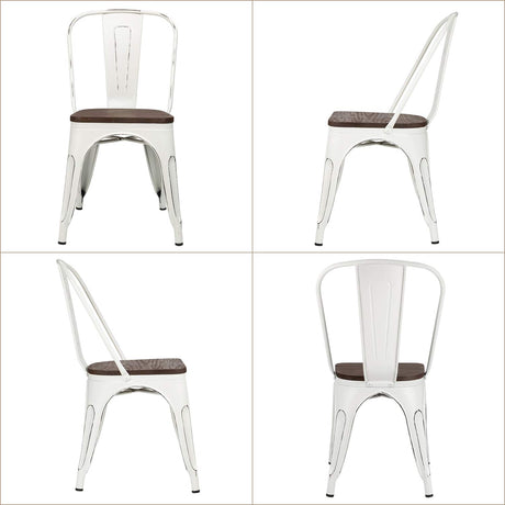 Metal Dining Chairs with Wood Seat