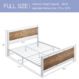 Full Size Metal Platform Bed Frame with Headboard and Footboard,  with Mattress Foundation