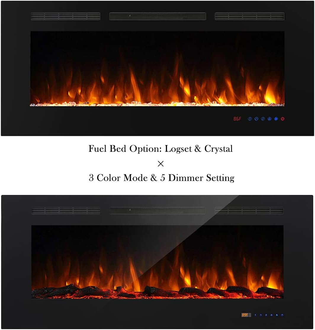 50" Recessed Electric Fireplace Insert 5 Flame Settings