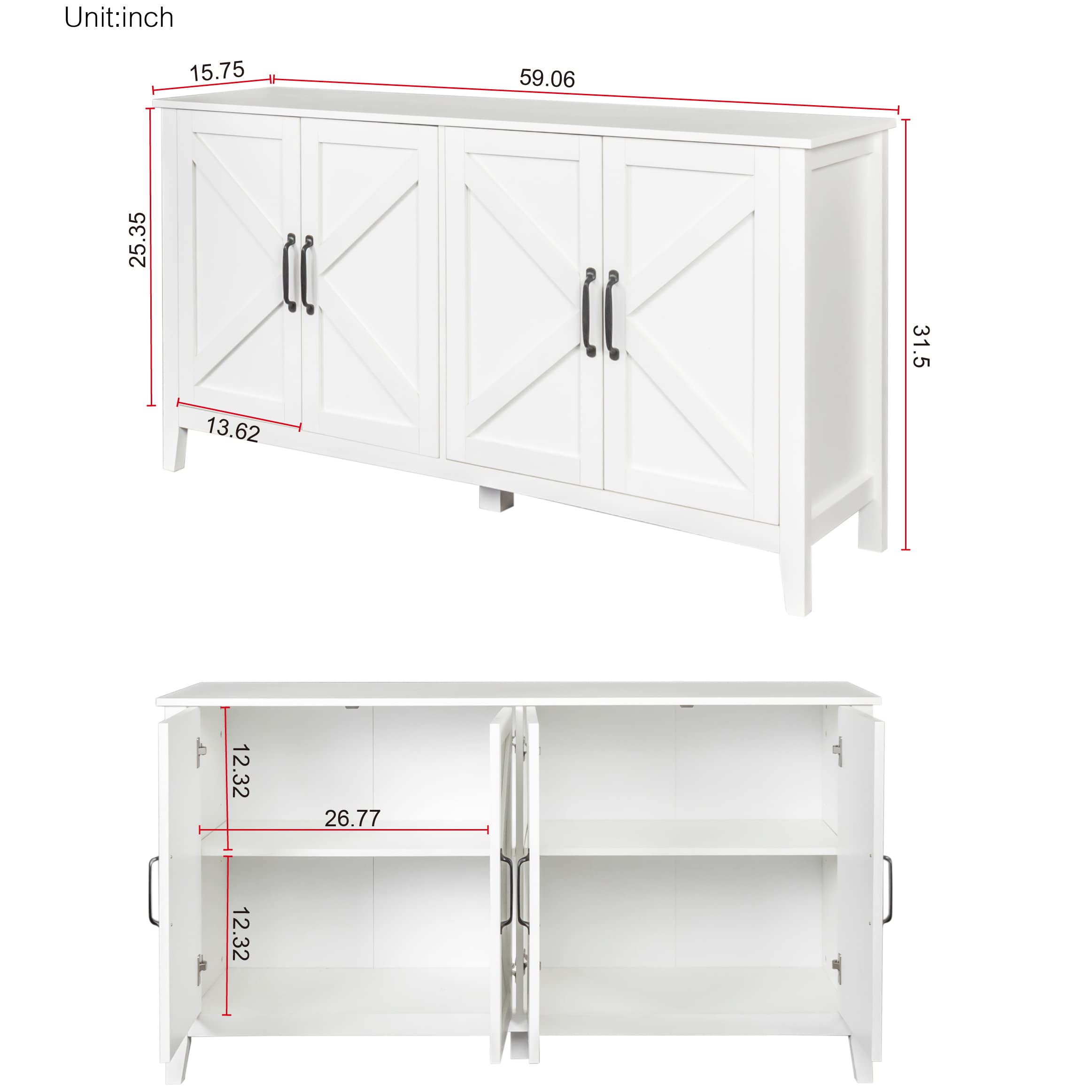 Wood Buffet Sideboard Server Storage Cabinet Console Table