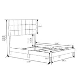 Queen Size Panel Bed Frame with Adjustable High Headboard/Fabric Upholstered/Box