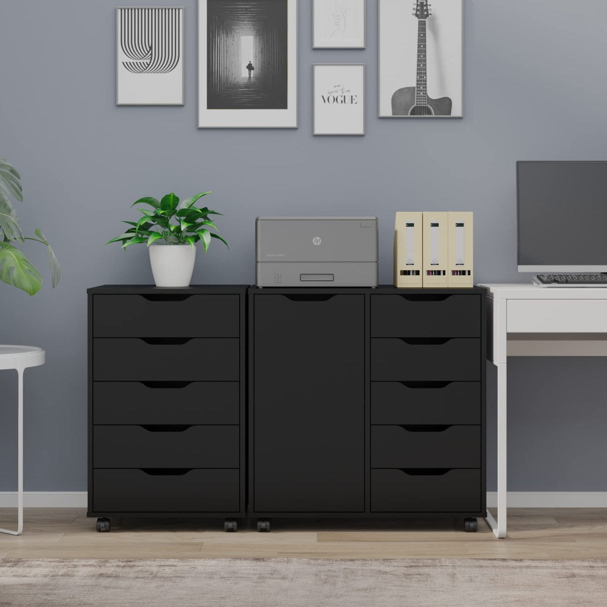 5-Drawer Chest with 1 Door, Wooden Chest of Drawers Storage Dresser Cabinet