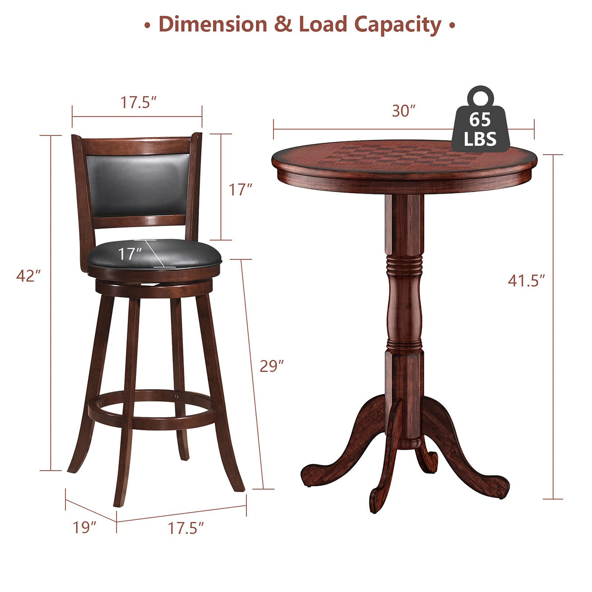 Pcs Pub Table Set, Wooden Pub Pedestal Side Table w/Stable Base